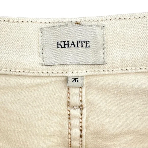 KHAITE Wendell Jean in Ivory - Cream White Brown Stitching Trim Jeans sz 25 - Picture 8 of 16